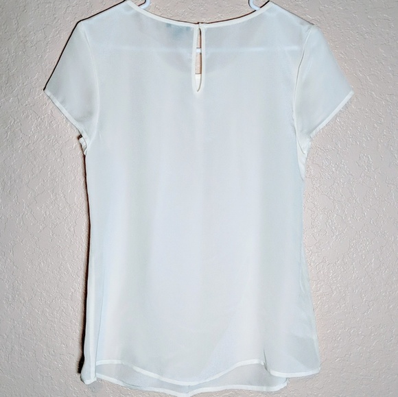 Ann Taylor ivory 💯 silk career blouse size Small - Picture 2 of 6